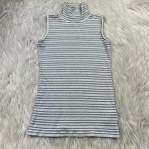 Christian Siriano New York Striped Mock Neck Ribbed Knit Top